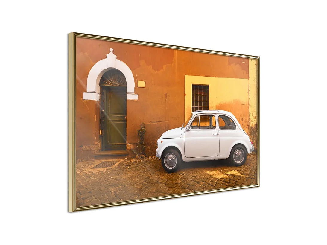 Affiche Murale Encadrée "White Car" 60 x 40 cm Or
