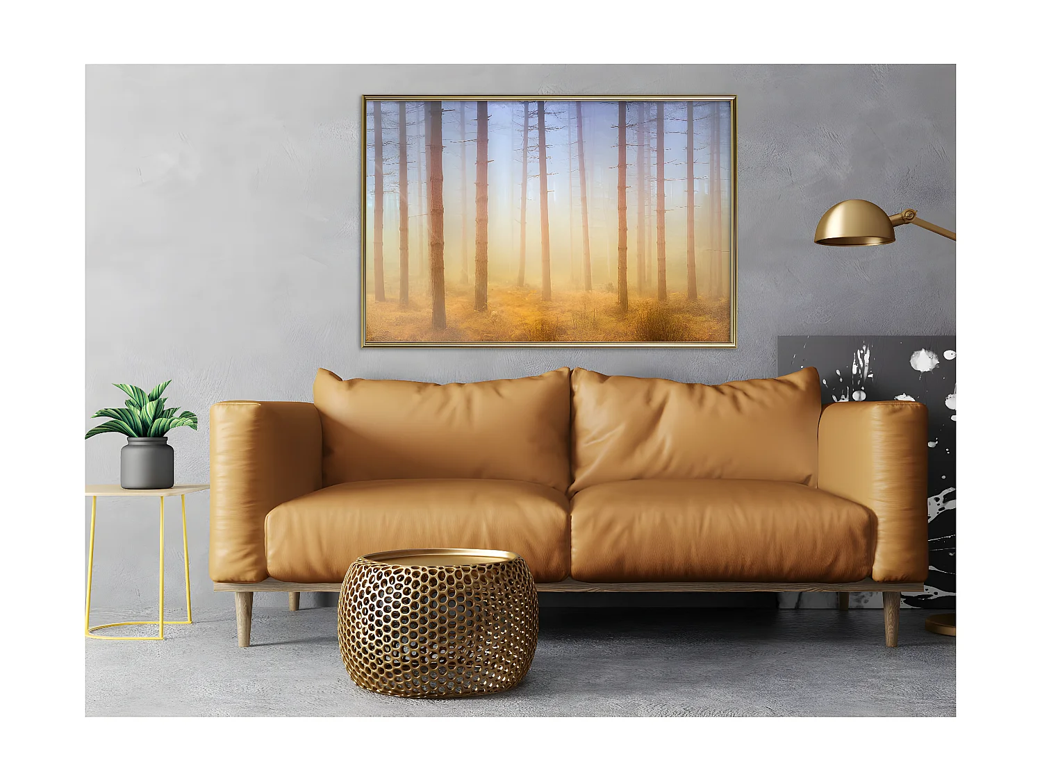 Affiche Murale Encadrée "Fog or Smoke" 90 x 60 cm Or