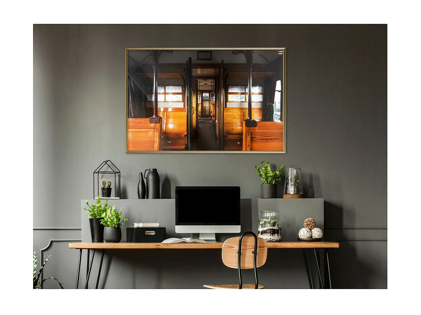 Affiche Murale Encadrée "Train from the Past" 90 x 60 cm Or