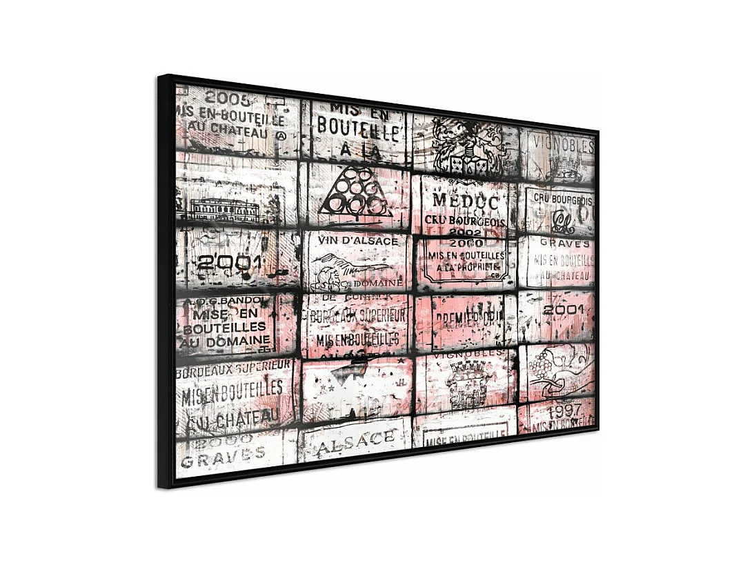 Affiche Murale Encadrée "Wine History" 90 x 60 cm Noir