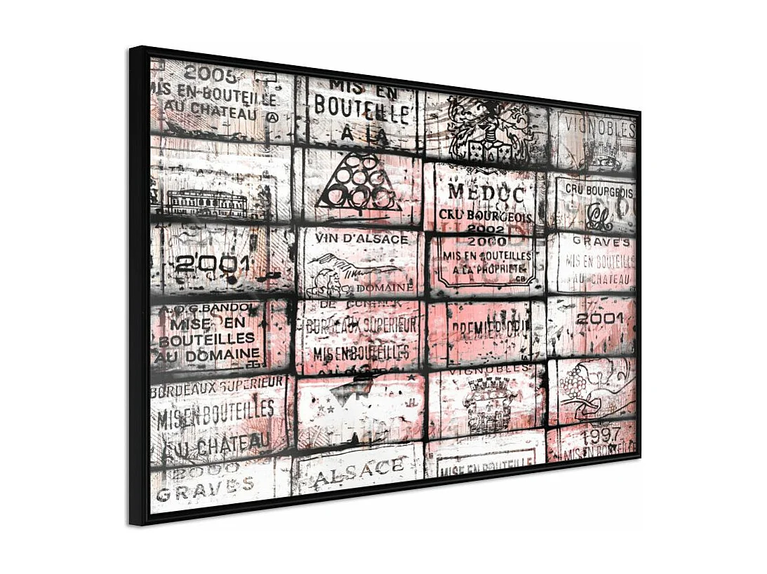 Affiche Murale Encadrée "Wine History" 90 x 60 cm Noir