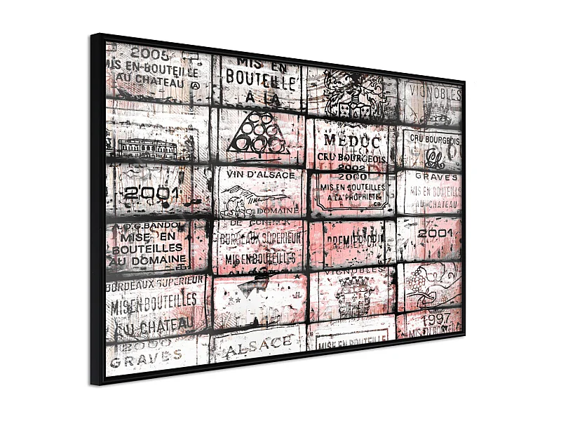 Affiche Murale Encadrée "Wine History" 90 x 60 cm Noir
