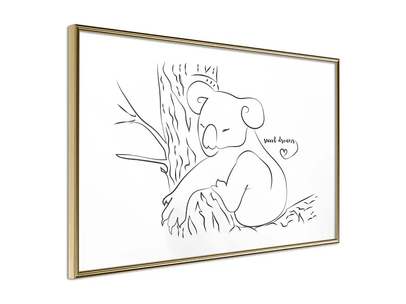 Affiche Murale Encadrée "Resting Koala" 45 x 30 cm Or