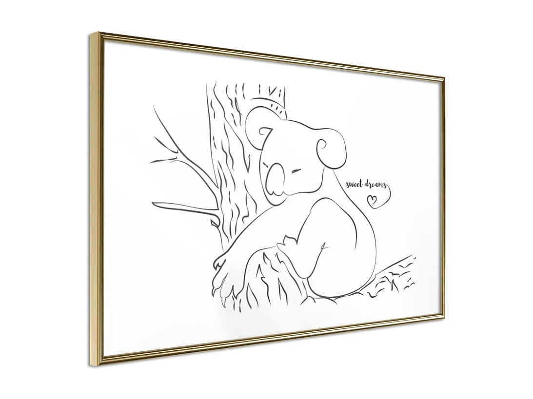 Affiche Murale Encadrée "Resting Koala" 45 x 30 cm Or