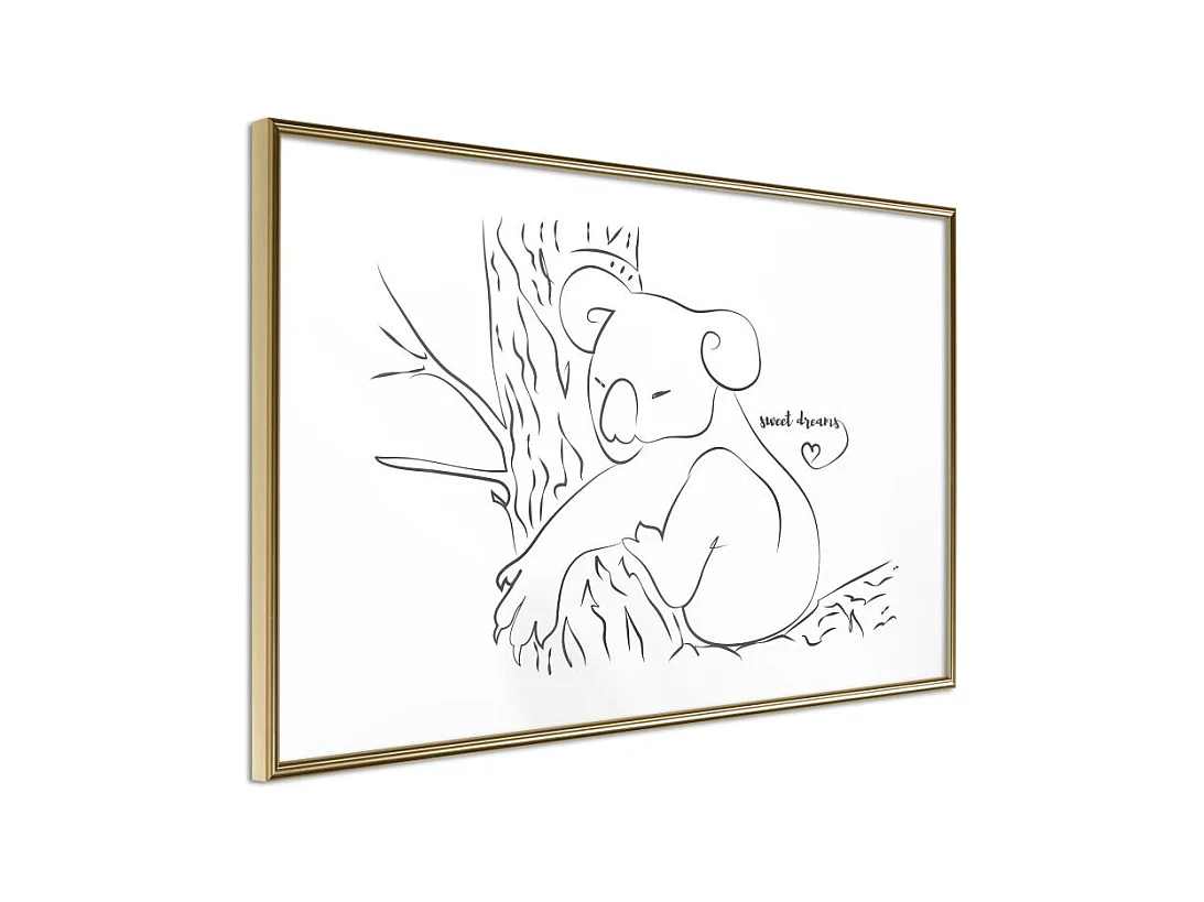 Affiche Murale Encadrée "Resting Koala" 45 x 30 cm Or