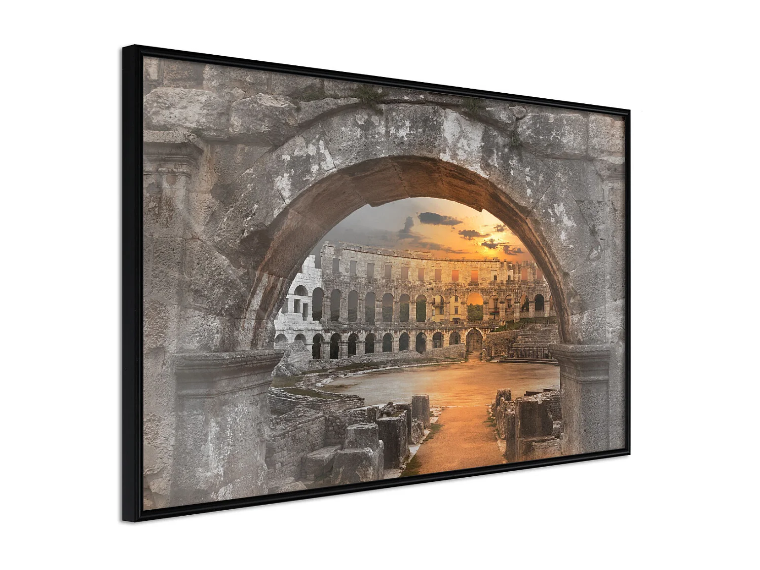 Affiche Murale Encadrée "Sunset in the Ancient City" 45 x 30 cm Noir