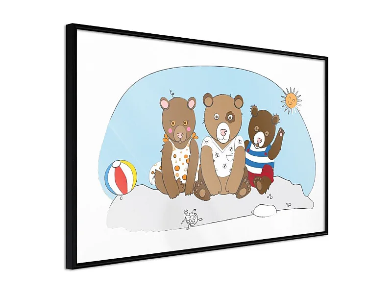 Affiche Murale Encadrée "Holidays at the Seaside" 90 x 60 cm Noir