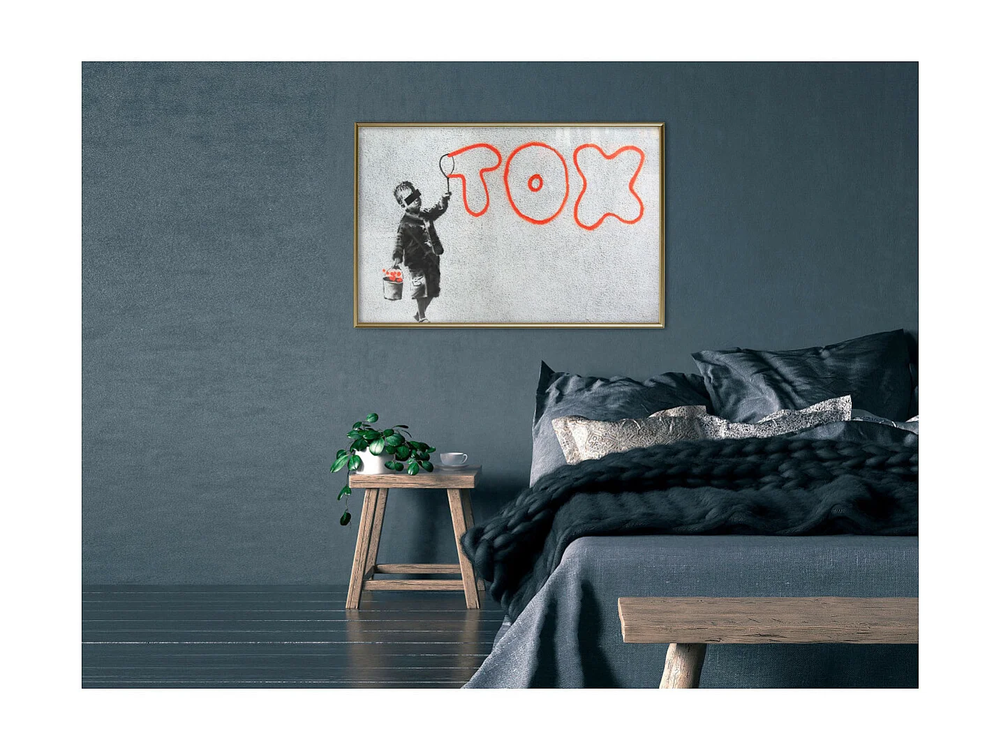 Affiche Murale Encadrée "Banksy Tox" 90 x 60 cm Or
