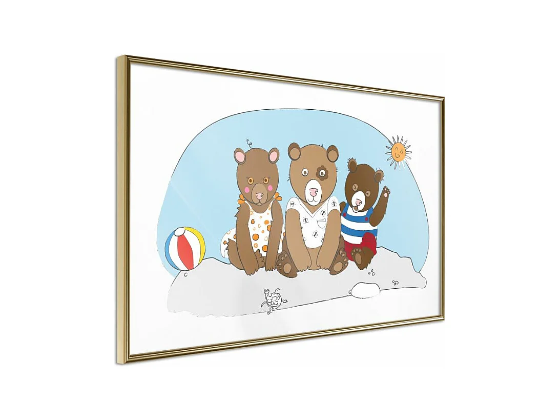 Affiche Murale Encadrée "Holidays at the Seaside" 30 x 20 cm Or
