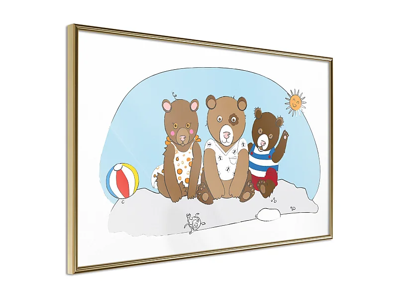 Affiche Murale Encadrée "Holidays at the Seaside" 30 x 20 cm Or