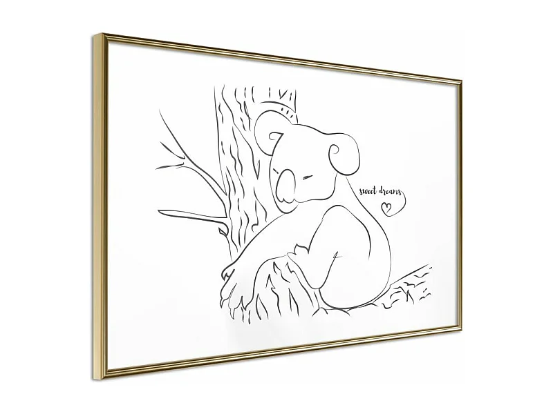 Affiche Murale Encadrée "Resting Koala" 90 x 60 cm Or