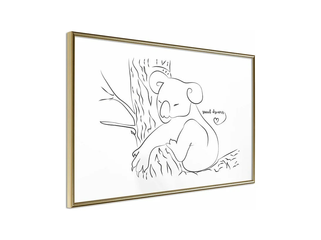 Affiche Murale Encadrée "Resting Koala" 90 x 60 cm Or