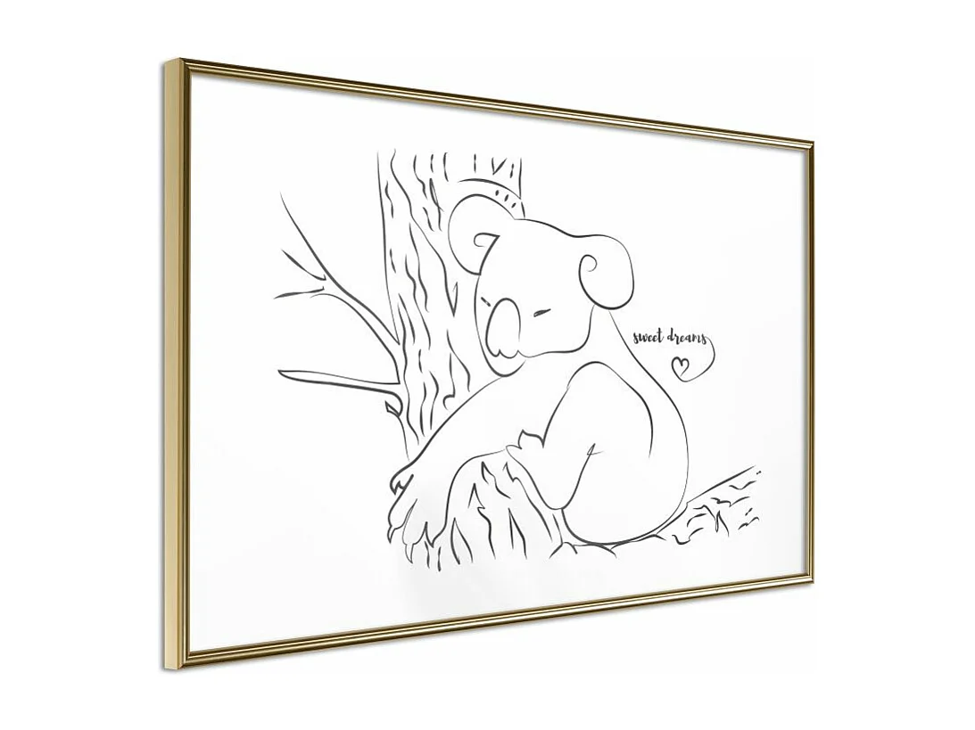 Affiche Murale Encadrée "Resting Koala" 90 x 60 cm Or