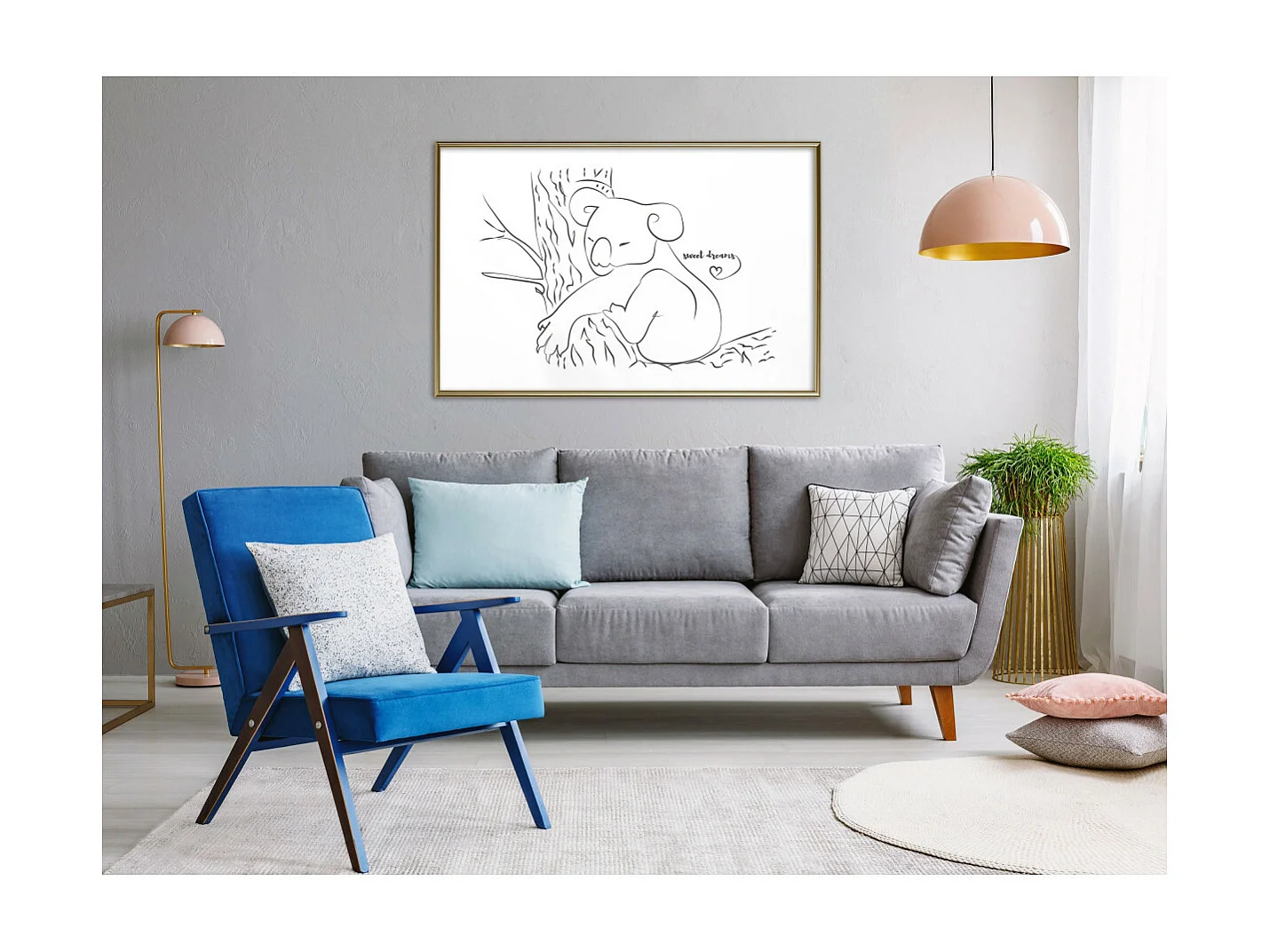 Affiche Murale Encadrée "Resting Koala" 90 x 60 cm Or