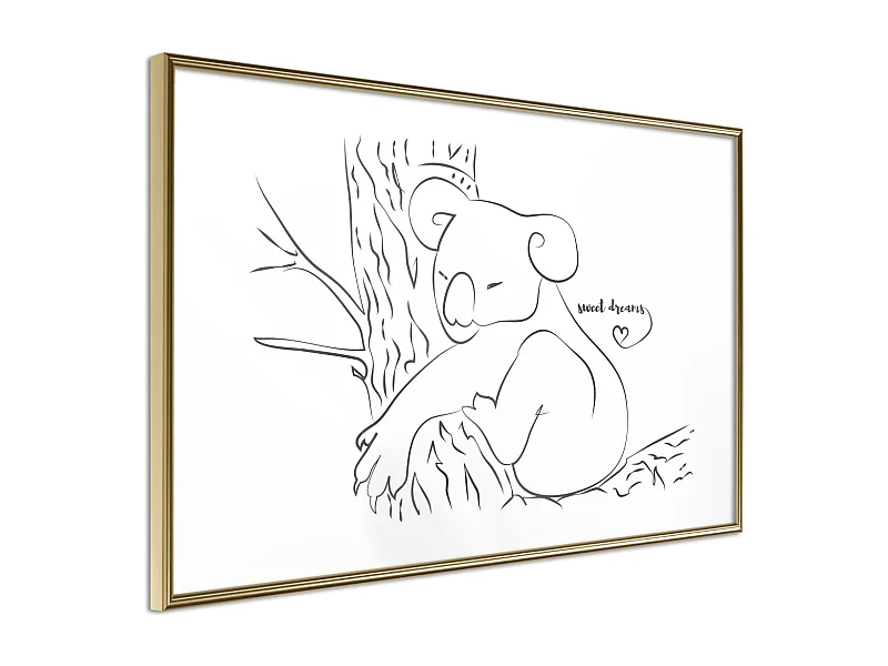 Affiche Murale Encadrée "Resting Koala" 90 x 60 cm Or