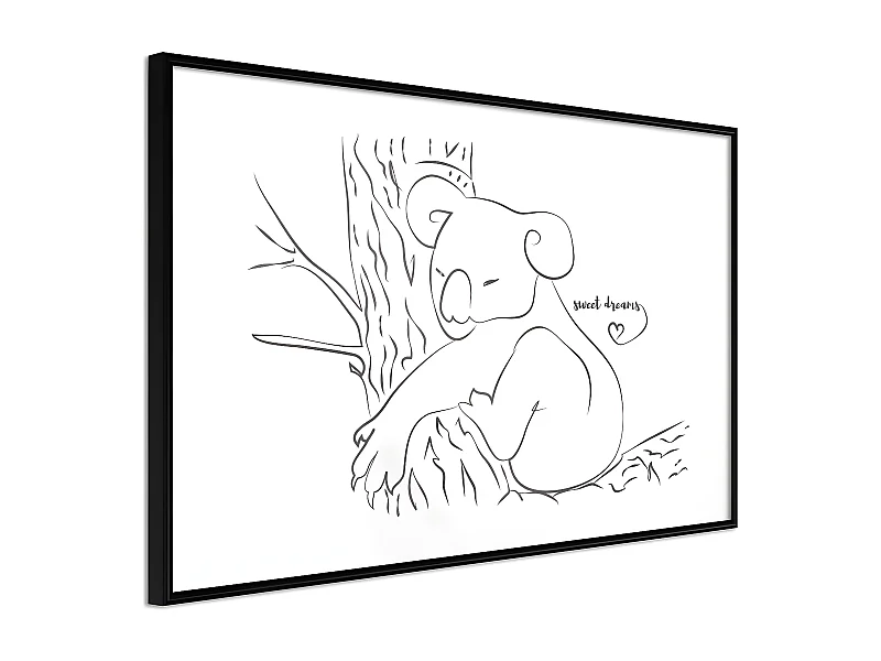 Affiche Murale Encadrée "Resting Koala" 90 x 60 cm Noir