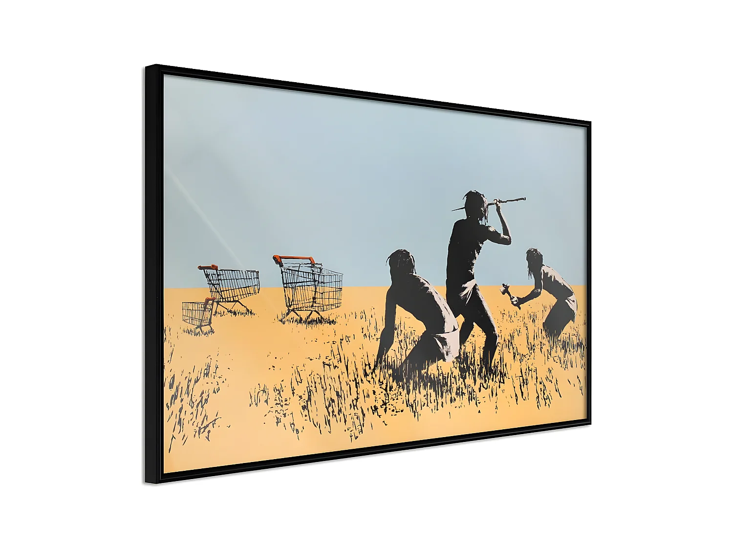 Affiche Murale Encadrée "Banksy Trolley Hunters" 60 x 40 cm Noir