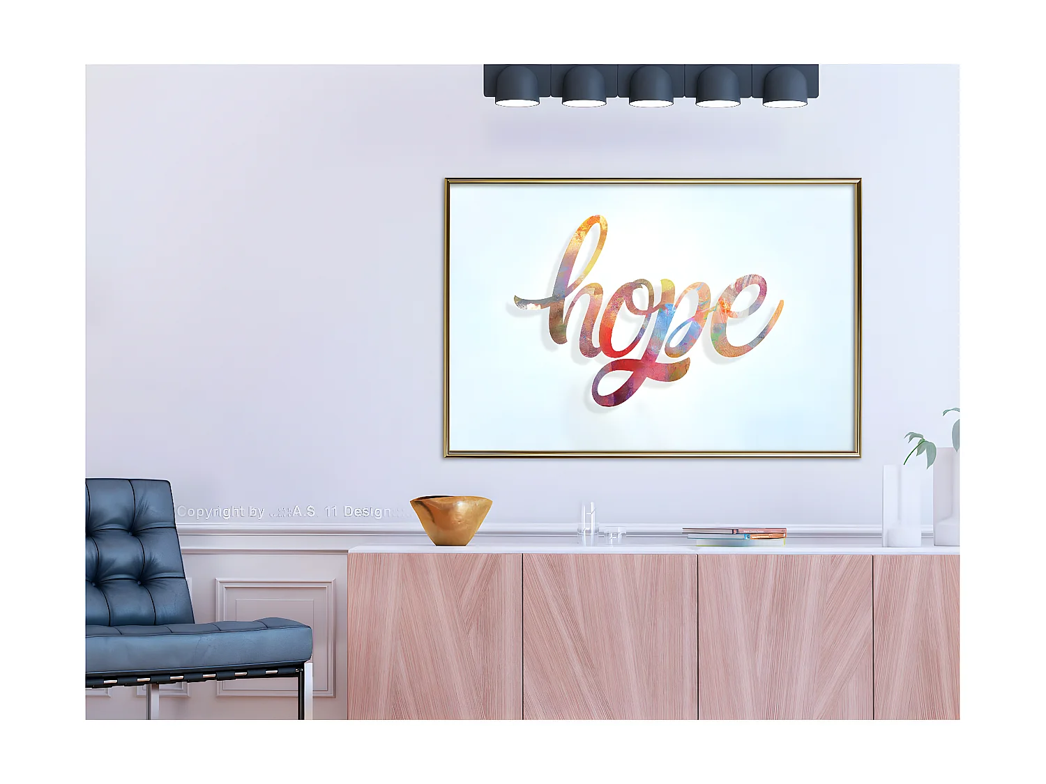 Affiche Murale Encadrée "Colourful Hope" 90 x 60 cm Or