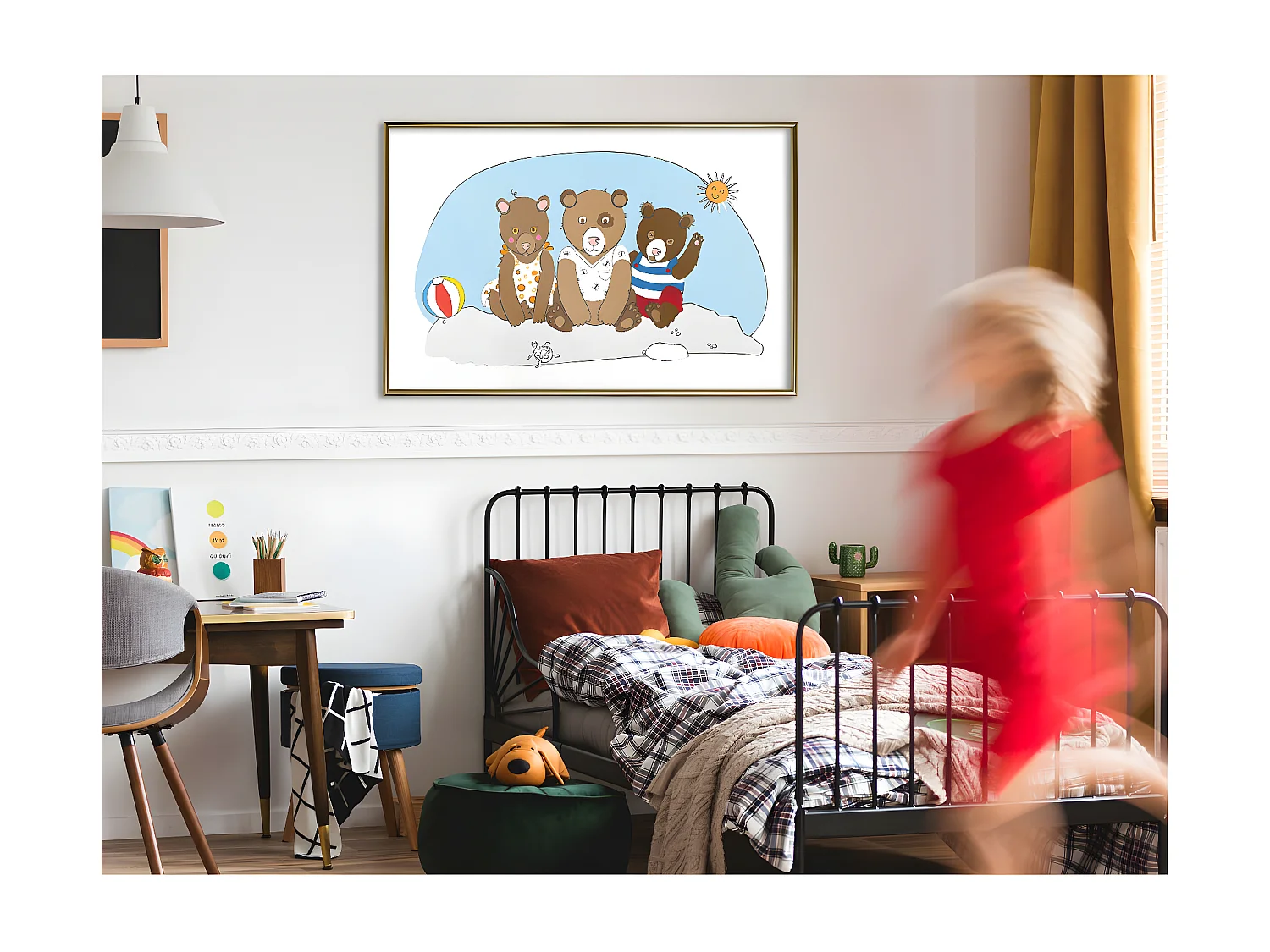 Affiche Murale Encadrée "Holidays at the Seaside" 90 x 60 cm Or