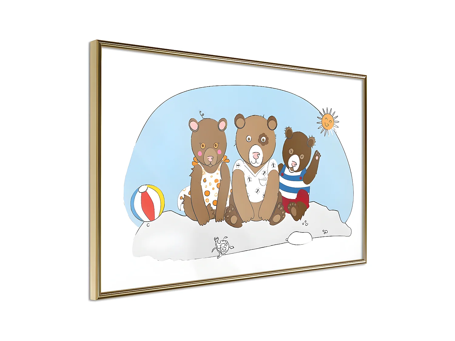Affiche Murale Encadrée "Holidays at the Seaside" 90 x 60 cm Or
