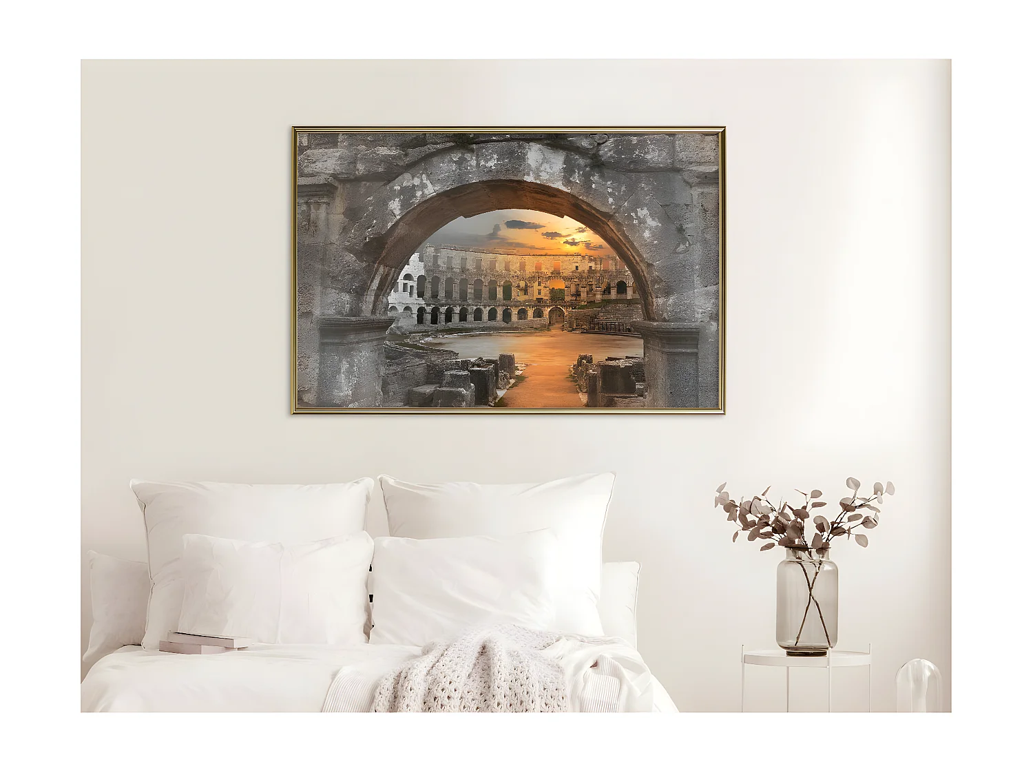 Affiche Murale Encadrée "Sunset in the Ancient City" 90 x 60 cm Or