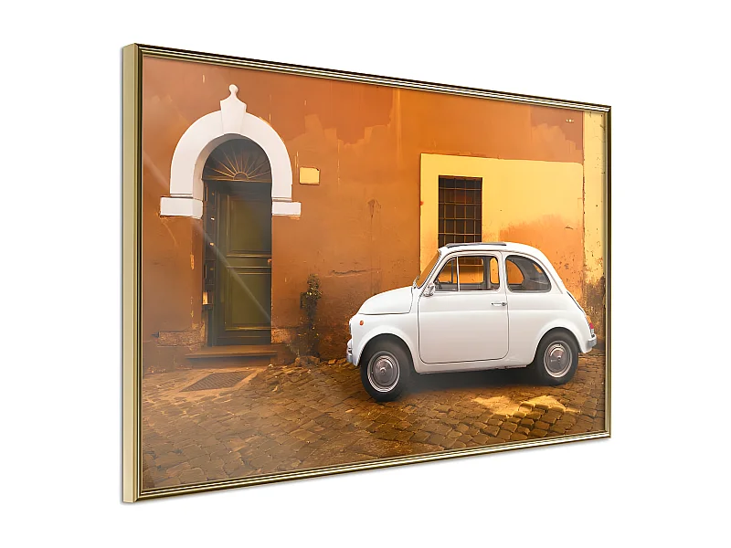 Affiche Murale Encadrée "White Car" 45 x 30 cm Or