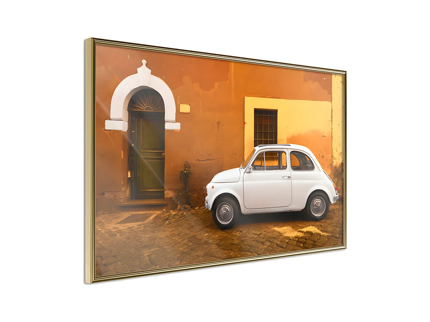 Affiche Murale Encadrée "White Car" 45 x 30 cm Or