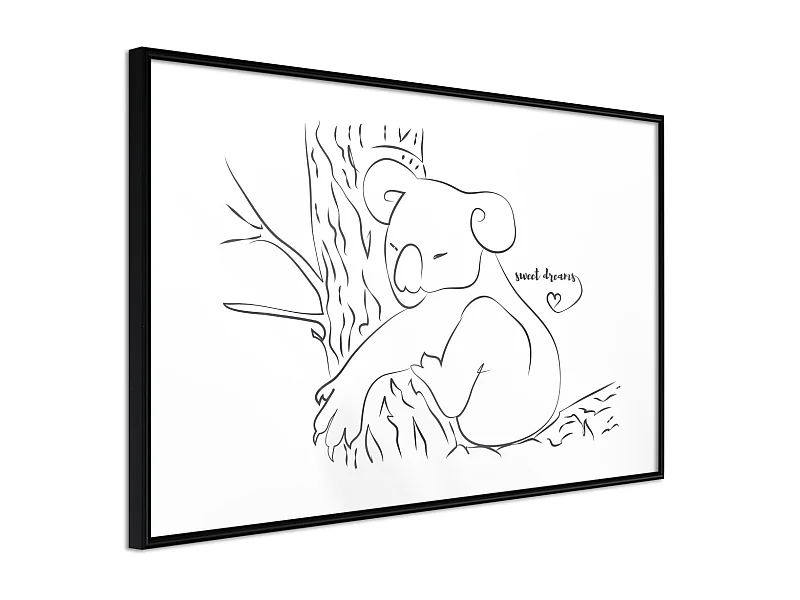 Affiche Murale Encadrée "Resting Koala" 60 x 40 cm Noir