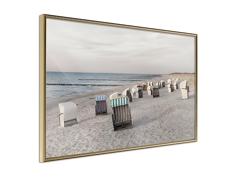 Affiche Murale Encadrée "Baltic Beach Chairs" 30 x 20 cm Or
