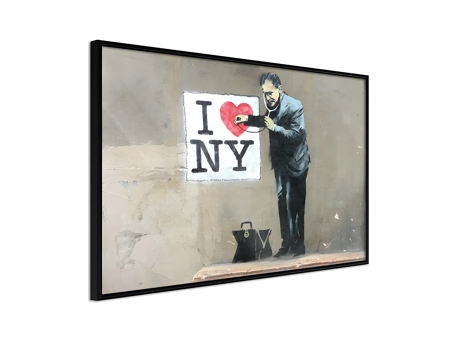Affiche Murale Encadrée "Banksy I Heart NY" 60 x 40 cm Noir