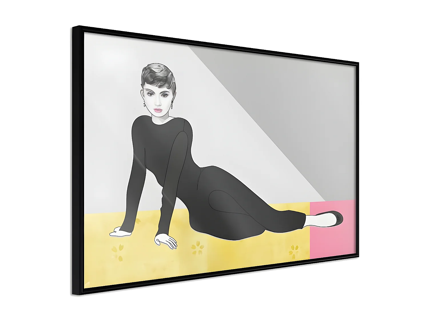 Affiche Murale Encadrée "Elegant Audrey" 45 x 30 cm Noir