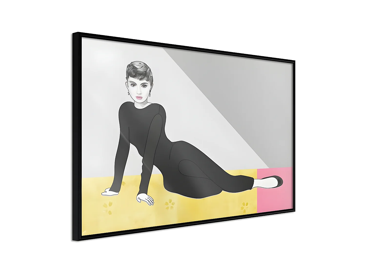 Affiche Murale Encadrée "Elegant Audrey" 45 x 30 cm Noir