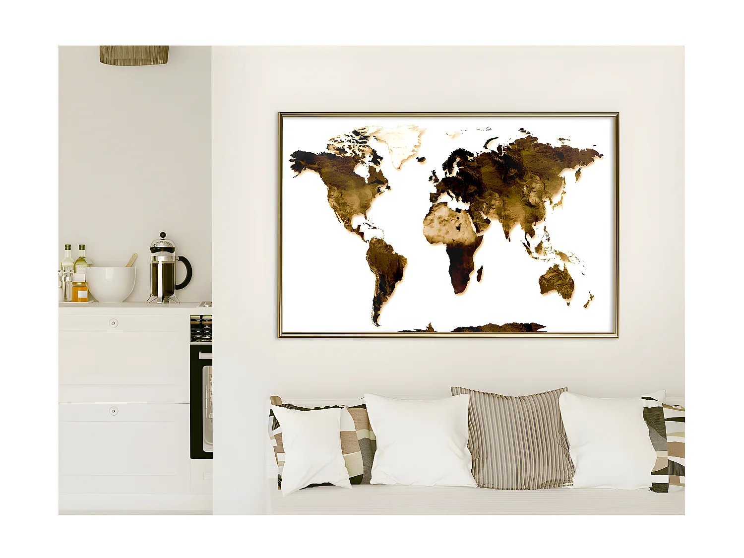 Affiche Murale Encadrée "Our World" 90 x 60 cm Or