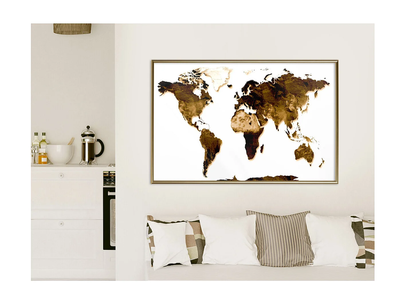 Affiche Murale Encadrée "Our World" 90 x 60 cm Or