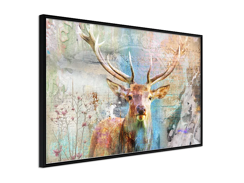 Affiche Murale Encadrée "Pastel Deer" 30 x 20 cm Noir