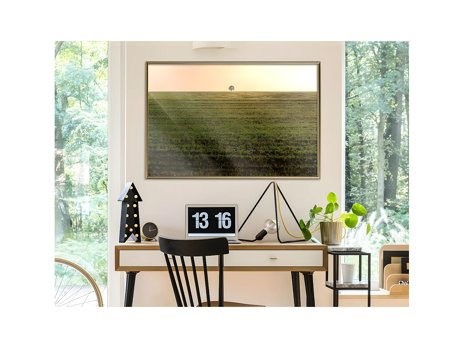 Affiche Murale Encadrée "Farmland" 90 x 60 cm Or