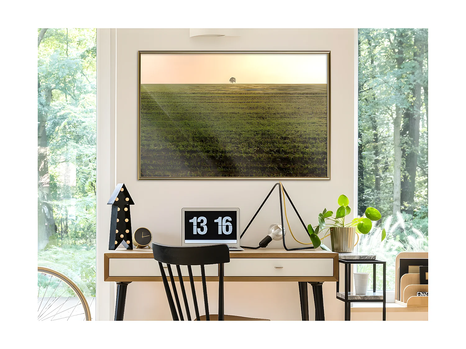 Affiche Murale Encadrée "Farmland" 90 x 60 cm Or