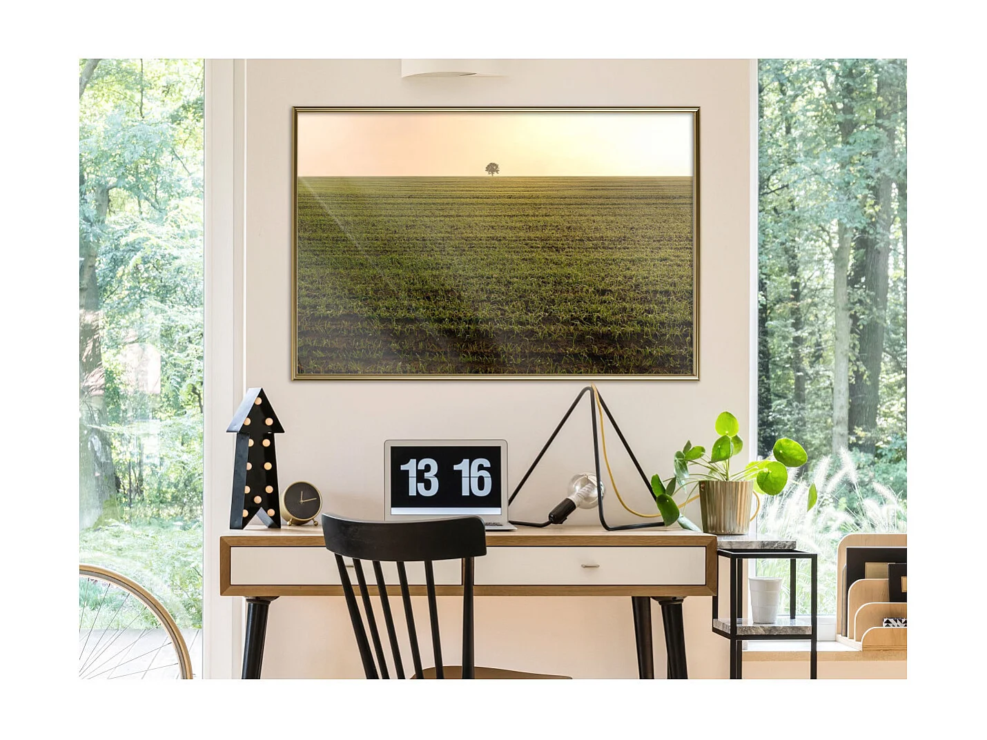 Affiche Murale Encadrée "Farmland" 90 x 60 cm Or