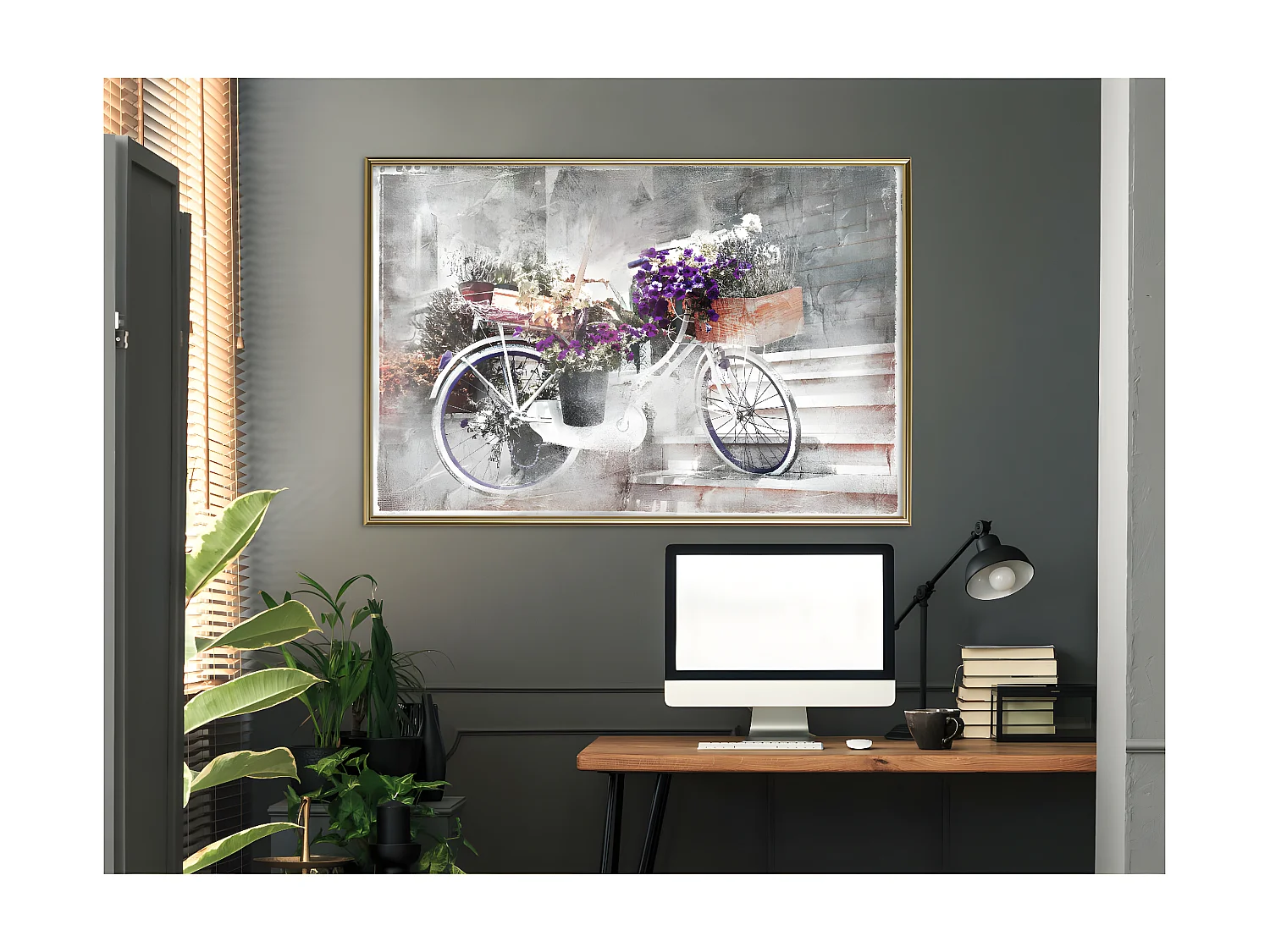 Affiche Murale Encadrée "Flower Delivery" 90 x 60 cm Or