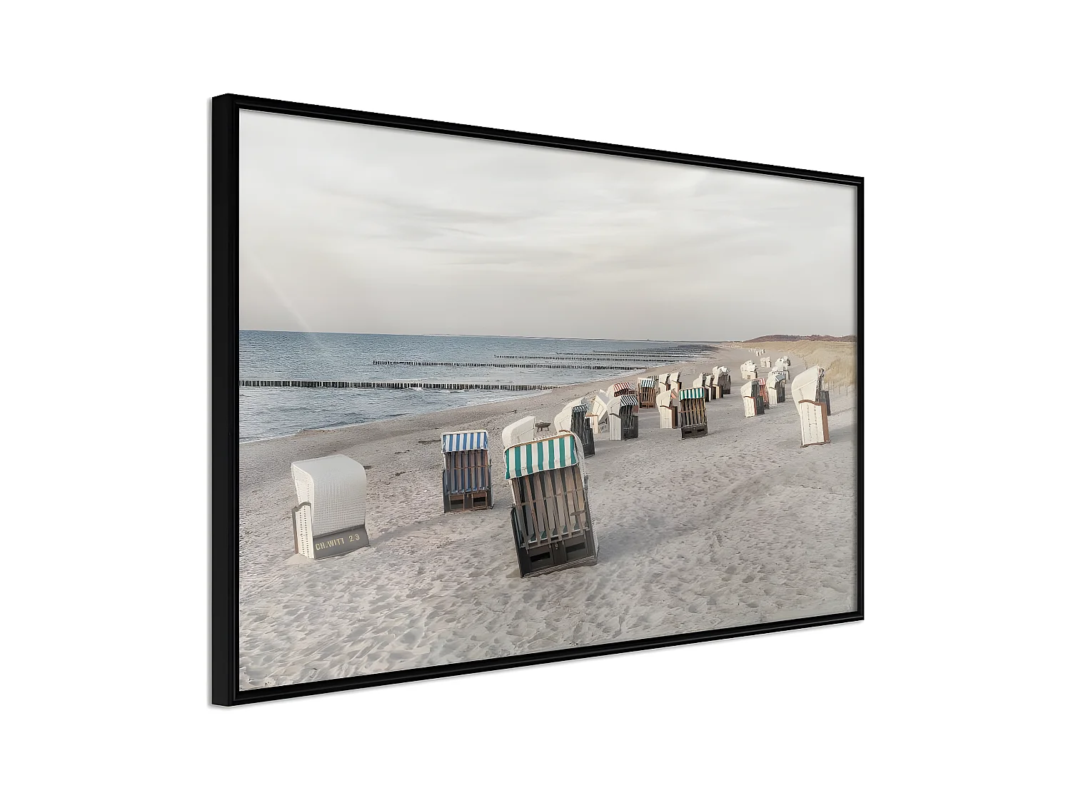 Affiche Murale Encadrée "Baltic Beach Chairs" 30 x 20 cm Noir