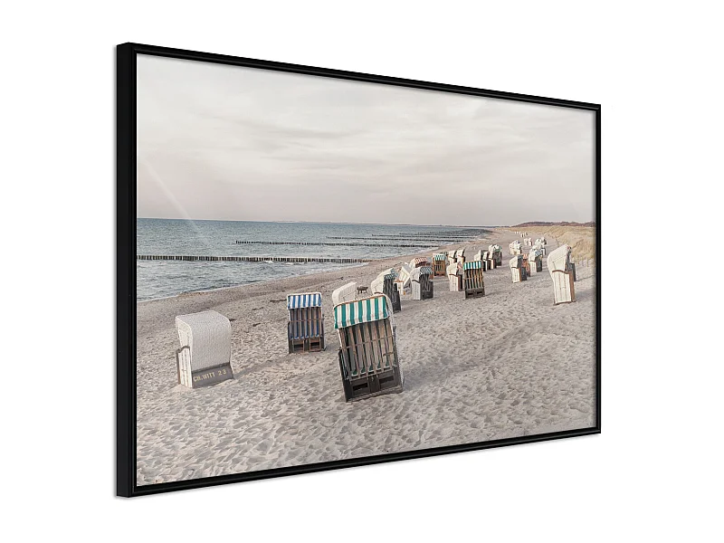 Affiche Murale Encadrée "Baltic Beach Chairs" 30 x 20 cm Noir