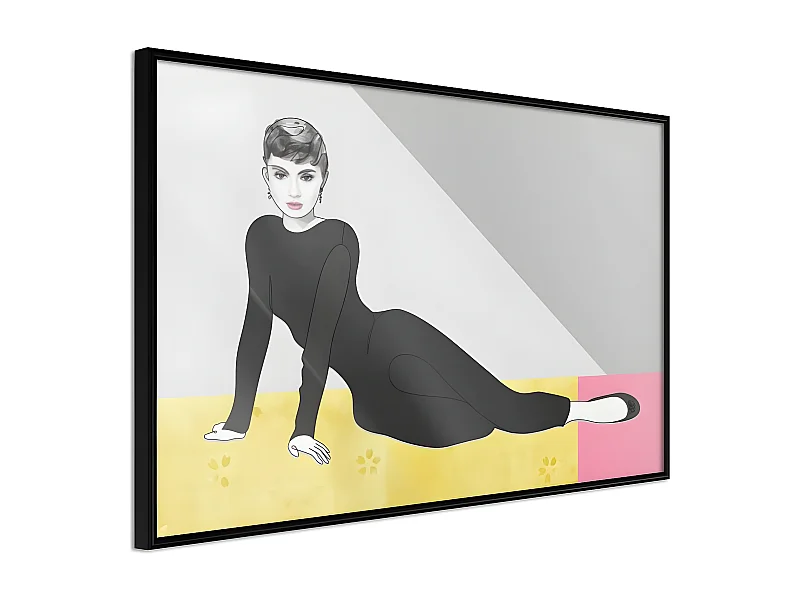 Affiche Murale Encadrée "Elegant Audrey" 30 x 20 cm Noir