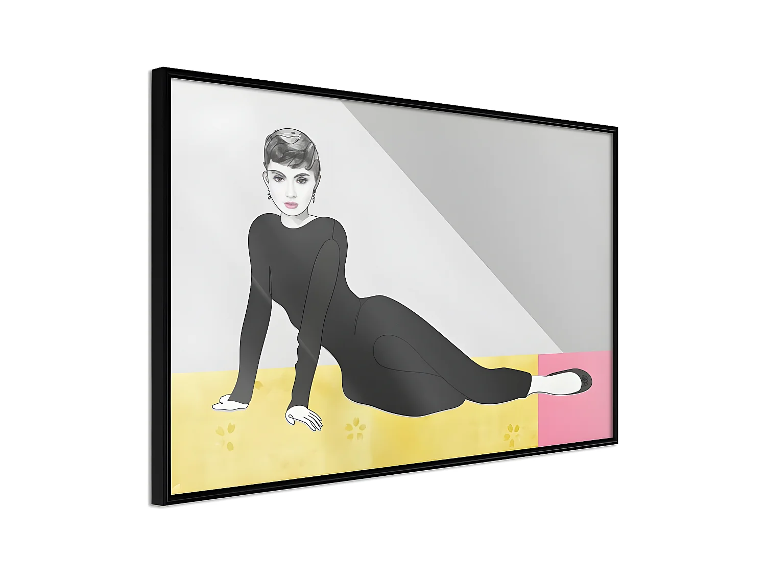 Affiche Murale Encadrée "Elegant Audrey" 30 x 20 cm Noir