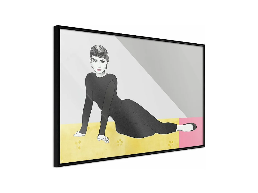 Affiche Murale Encadrée "Elegant Audrey" 90 x 60 cm Noir
