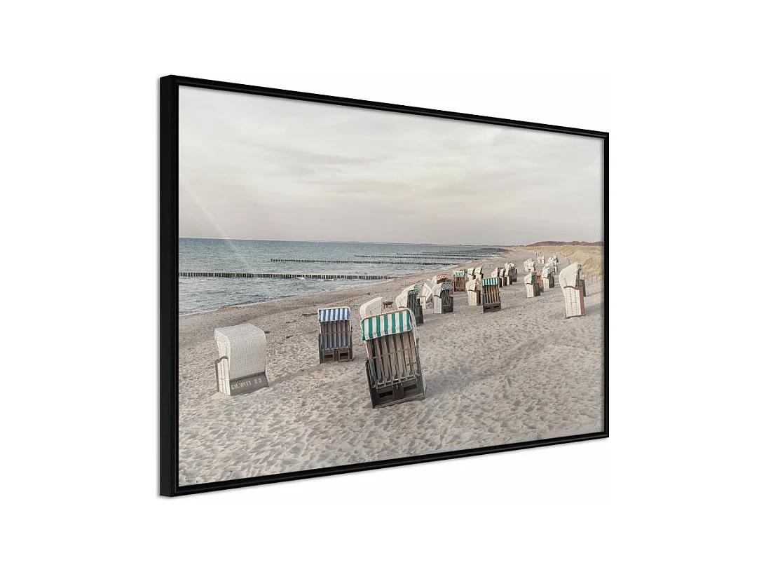 Affiche Murale Encadrée "Baltic Beach Chairs" 90 x 60 cm Noir