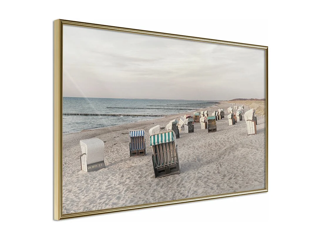 Affiche Murale Encadrée "Baltic Beach Chairs" 45 x 30 cm Or