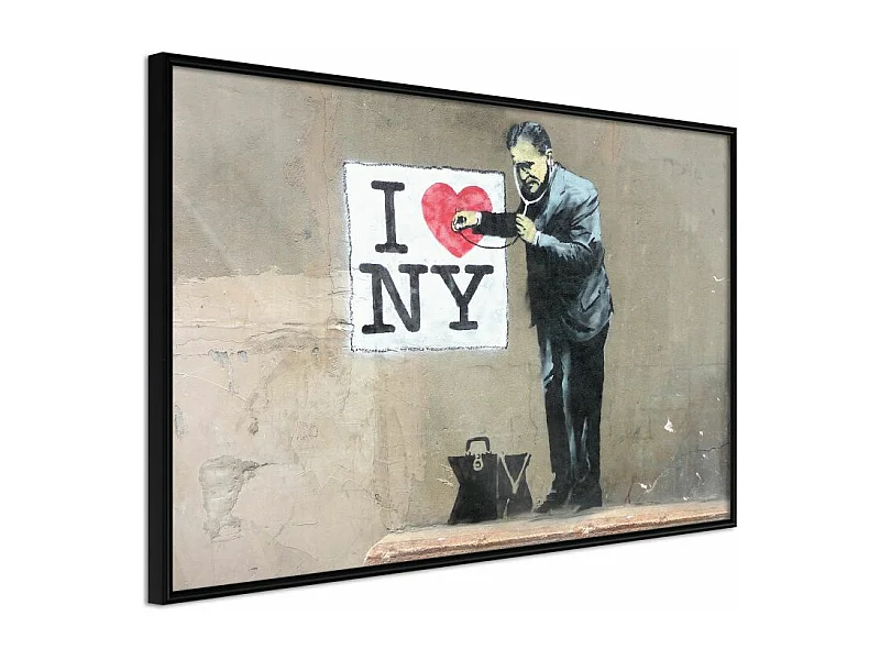 Affiche Murale Encadrée "Banksy I Heart NY" 90 x 60 cm Noir