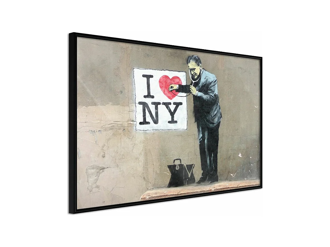 Affiche Murale Encadrée "Banksy I Heart NY" 90 x 60 cm Noir