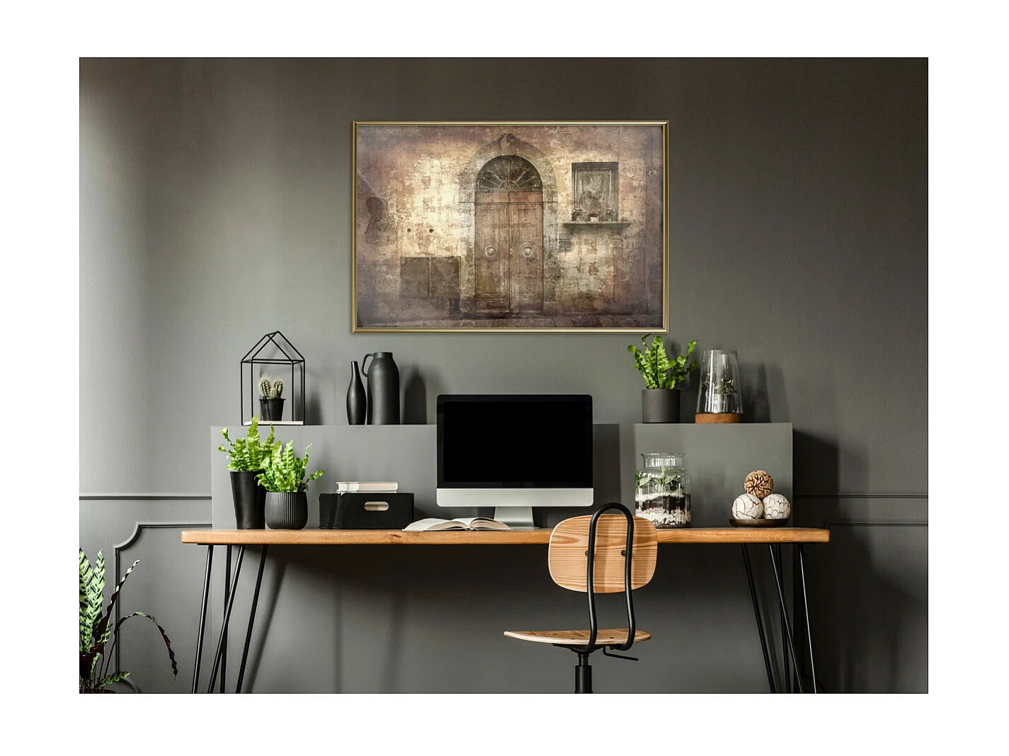 Affiche Murale Encadrée "Mysterious Door" 90 x 60 cm Or