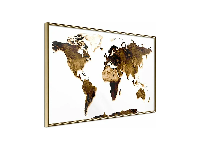 Affiche Murale Encadrée "Our World" 45 x 30 cm Or